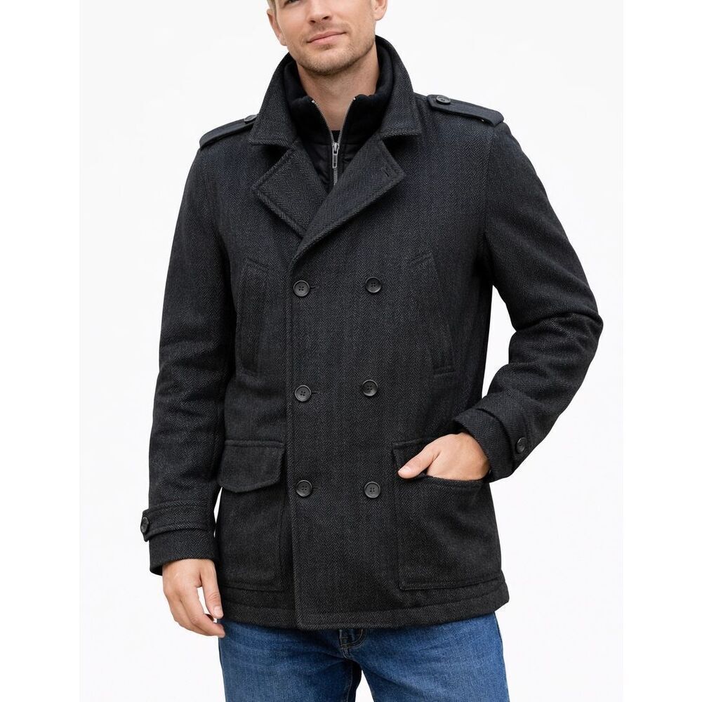 Paper Denim Herringbone wool blend peacoat size M